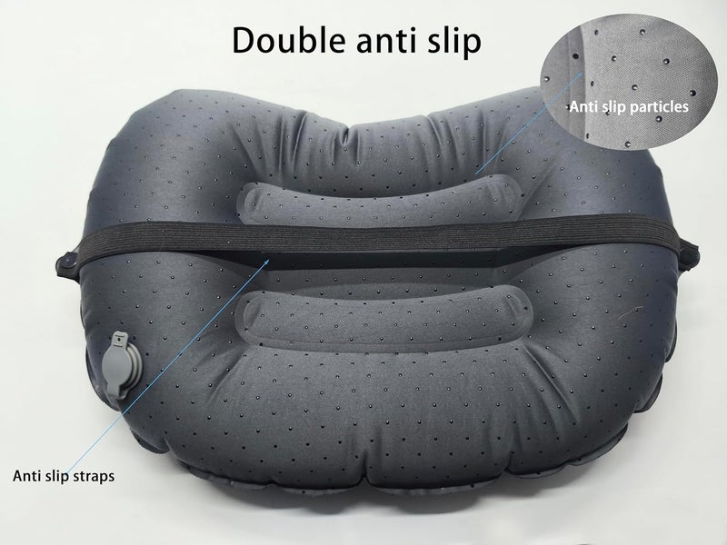 KVNTOOLS Camping Pillow-Compressible, Ultralight Inflatable,Compact, Comfortable, Ergonomic Inflating Pillows for Neck & Lumbar Support While Camp, Hiking(Grain Blue,with Anti Slip Straps) - Image 3